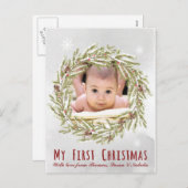 Baby's eerste kerst briefkaart met foto (Voorkant / Achterkant)