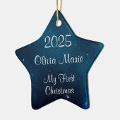 Baby's Eerste Kerst Celestial Deep Blue Space Keramisch Ornament (Links)