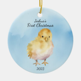 Baby's eerste kerst chick gepersonaliseerd keramisch ornament
