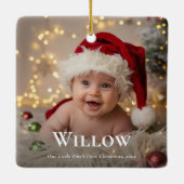 Baby's eerste kerst elegante naam Foto Keepsake Keramisch Ornament (Achterkant)