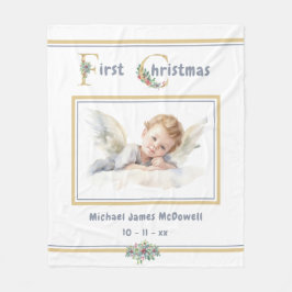 Baby's eerste kerst engel goud wit kerst fleece deken