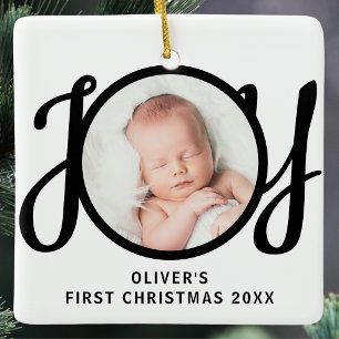 Baby's Eerste Kerst Foto Naam Aandenken Keramisch Ornament