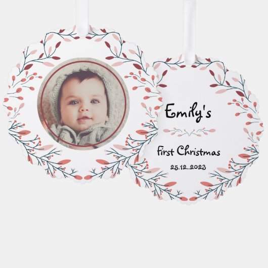 Baby's eerste Kerst Foto Ornament (Voorkant / Achterkant)