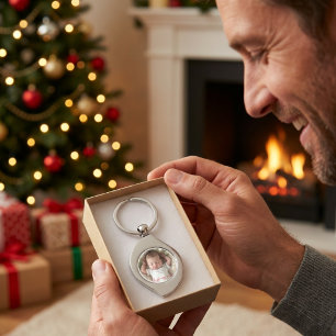 Baby's Eerste Kerst Foto Personaliseer Sleutelhanger
