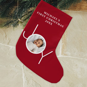 Baby's Eerste Kerst Foto Rood Kleine Kerstsok