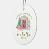 Baby's eerste kerst gepersonaliseerde Waterverf Keramisch Ornament (Links)