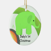 Baby's eerste kerst-groene olifant keramisch ornament (Rechts)