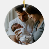 Baby's eerste kerst Keepsake aangepaste foto Keramisch Ornament (Achterkant)