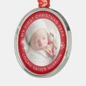 Baby's eerste kerst Keepsake foto Metalen Ornament (Links)