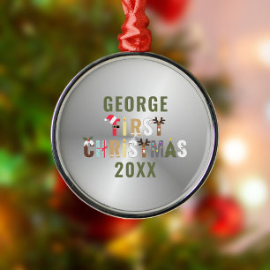 Baby's Eerste Kerst Keepsake Metal Ornament
