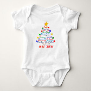 Baby's eerste kerst kleurrijke boom sterren romper