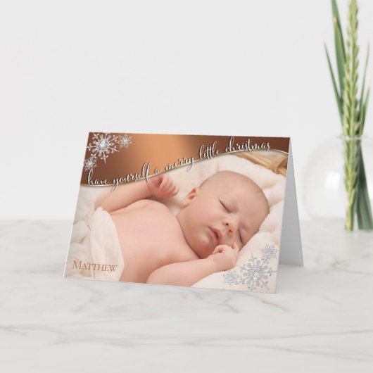 Baby's Eerste Kerst Koper - FOTO VAN UW BABY Kaart (Voorkant)