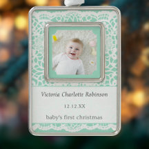 Baby's eerste kerst mintgroene kant foto