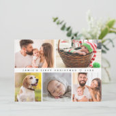 Baby's eerste kerst moderne aangepaste foto gelukk feestdagenkaart (Staand voorkant)