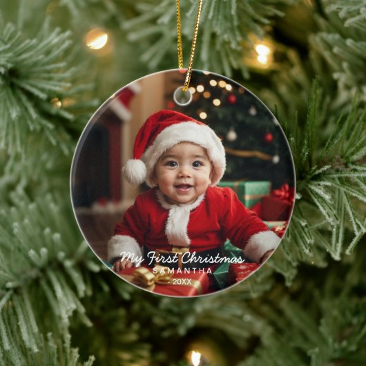 Baby's eerste kerst moderne foto Ornament (Boom)