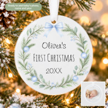Baby's Eerste Kerst Ornament Foto Krans