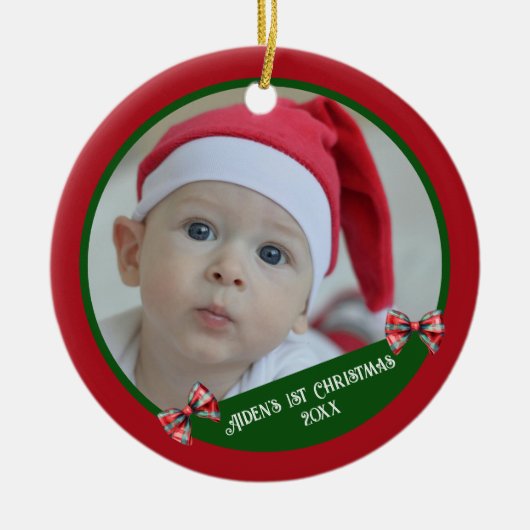 Baby's eerste kerst Ornament | Fotosjabloon (Voorkant)