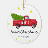 Baby's eerste kerst Ornament - Red Truck & Tree (Links)
