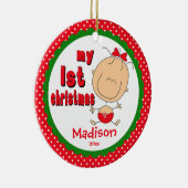 Baby's Eerste Kerst Ornament Stick Figuur Meisje (Rechts)