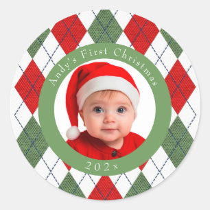Baby's eerste kerst rode groene Sticker