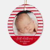 Baby's eerste kerst rode snoepriet keramisch ornament (Links)
