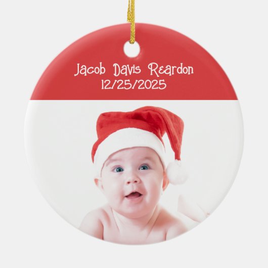 Baby's eerste Kerst Ronde Keramisch Ornament (Achterkant)
