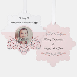 Baby's eerste kerst roze Ornament