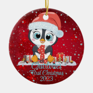 Baby's eerste kerst schattige pinguïn kerst pet keramisch ornament