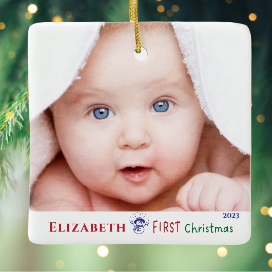 Baby's eerste kerst Schattigee foto Keramisch Ornament