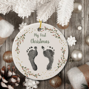 Baby's eerste kerst Uw Baby voet Prints Keramisch Ornament