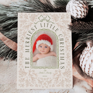 Baby's eerste kerst Vintage bloemen foto kaart