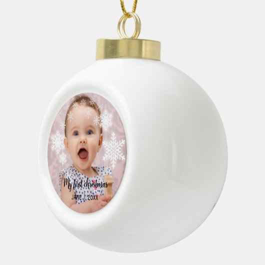 Baby's eerste kerst witte sneeuwvlokken keramische bal ornament (Rechts)