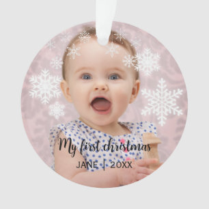 Baby's eerste kerst witte sneeuwvlokken ornament