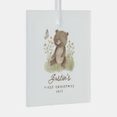 Baby's eerste kerstBeer Glas Ornament (Voorkant Rechts)