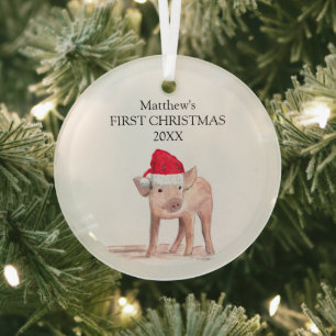 Baby's eerste kerstbiggetje Forest Boy Glas Ornament
