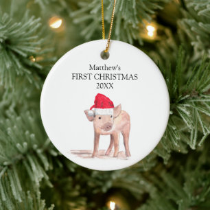Baby's eerste kerstbiggetje Forest Boy Keramisch Ornament