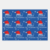 Baby's eerste kerstblauwe kerstblauwe kerstkerstke inpakpapier vel (Voorkant)