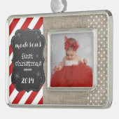 Baby's eerste kerstboomversiering verzilverd kader ornament (Links)