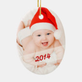Baby's eerste kerstcadeaufoto keramisch ornament (Achterkant)