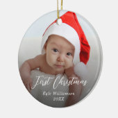 Baby's eerste kerstcadeaufotoscript keramisch ornament (Links)