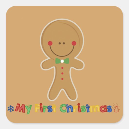 Babys eerste kerstcadeaujongen vierkante sticker (Voorkant)