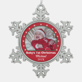Baby's eerste kerstcadeautje Snowflake Foto Orname Tin Sneeuwvlok Ornament