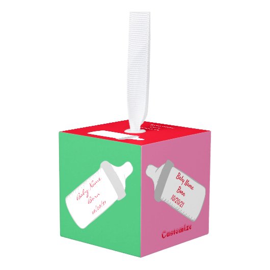 Baby's eerste kerstcadeautje Thunder_Cove Kubus Ornament (Voorkant hoekig)
