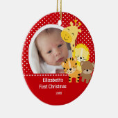 Baby's Eerste Kerstdag Foto Ornament Jungle Dier (Rechts)