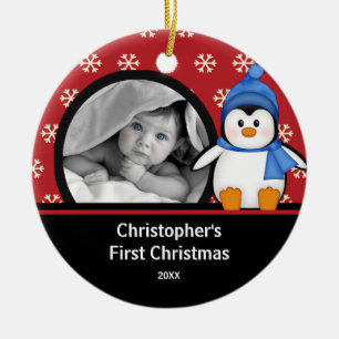 Baby's Eerste Kerstdag Foto Ornament Pinguïn