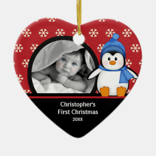 Baby's Eerste Kerstdag Foto Ornament Pinguïn