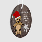 Baby's Eerste Kerstdag Teddy Bear Santa Hat Ornament (voorkant)