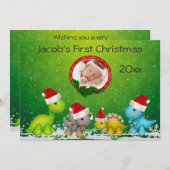 Baby's eerste kerstdinosaurussen Fotokaart Feestdagenkaart (Voorkant / Achterkant)