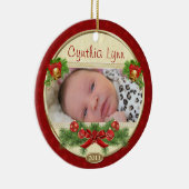 Baby's Eerste Kerstfeest Aangepast Foto Ornament (Rechts)