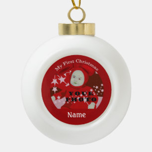 Baby's Eerste kerstfeest Aangepaste fotogalerie Keramische Bal Ornament